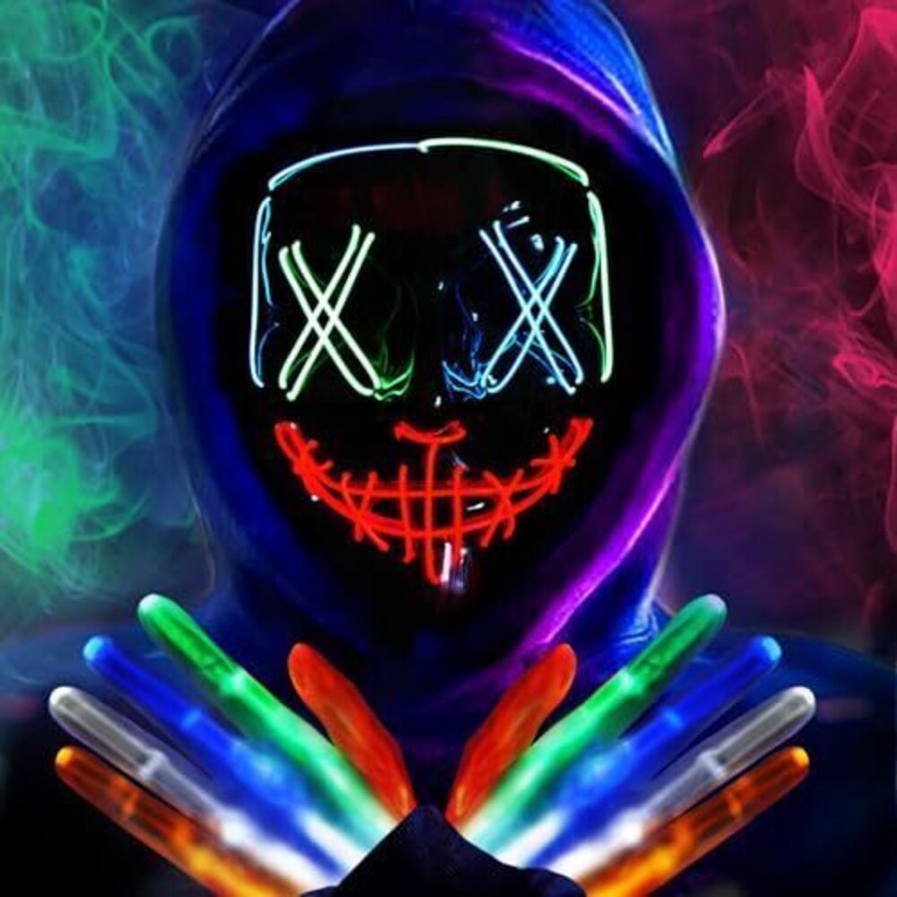 5241 Halloween Purge Mask Light Up Scary Masks with Glowing Gloves LED Mask